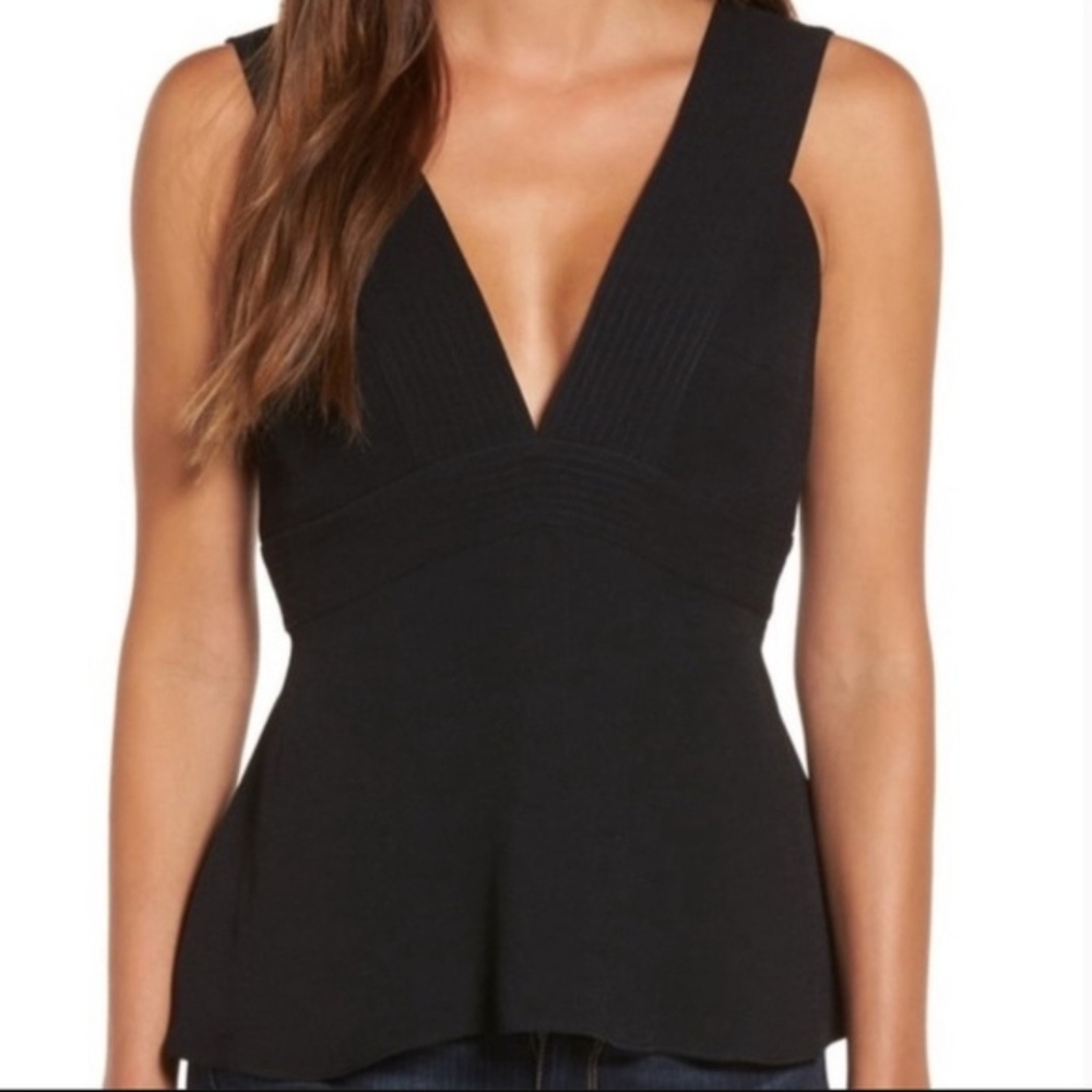 Trouvé Black V-Neck Top, Size M